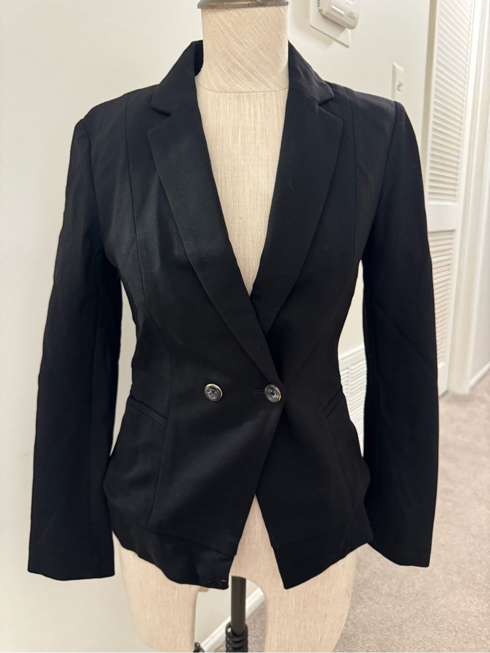 Black Tailored Double-Breasted Women's Blazer